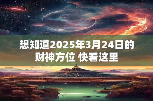 想知道2025年3月24日的财神方位 快看这里