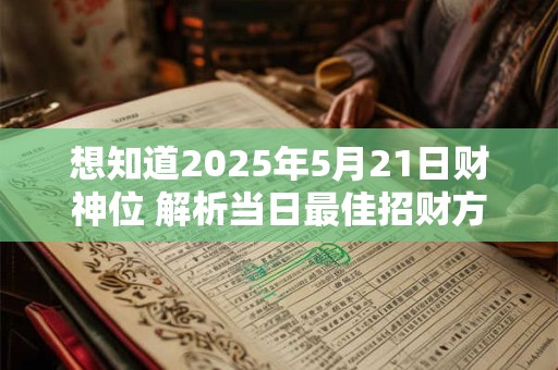 想知道2025年4月17日财神位 一图看懂今日求财吉向
