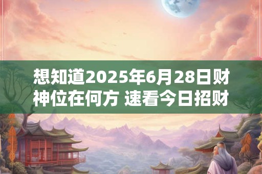 想知道2025年6月28日财神位在何方 速看今日招财方位指南