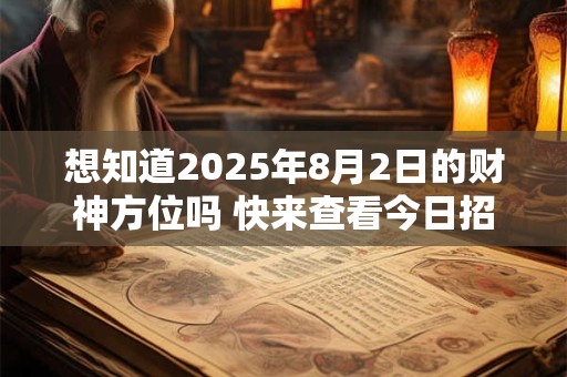 想知道2025年8月2日的财神方位吗 快来查看今日招财吉位