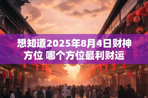 想知道2025年8月4日财神方位 哪个方位最利财运