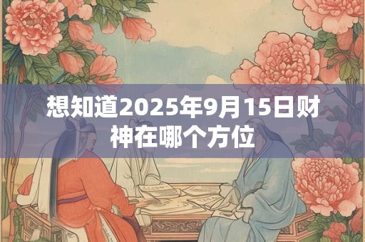 想知道2025年9月15日财神在哪个方位