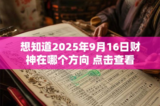 想知道2025年9月16日财神在哪个方向 点击查看