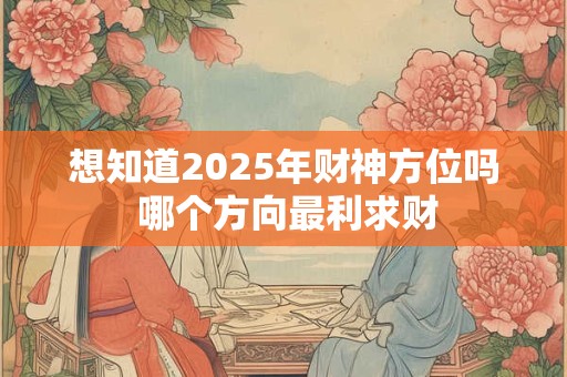 详细阅读:想知道2025年财神方位吗 哪个方向最利求财 想知道2025年财神方位吗 哪个方向最利求财