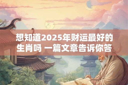详细阅读:想知道2025年财运最好的生肖吗 一篇文章告诉你答案 想知道2025年财运最好的生肖吗 一篇文章告诉你答案