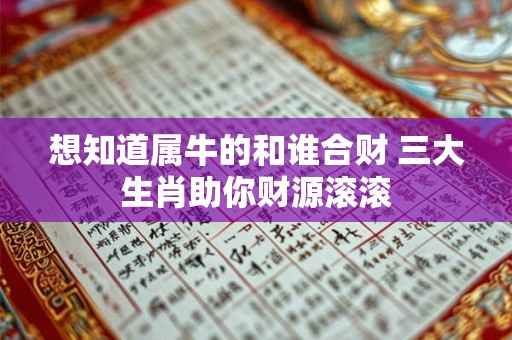 想知道属牛的和谁合财 三大生肖助你财源滚滚