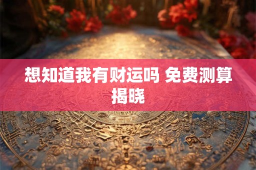 想知道我有财运吗 免费测算揭晓
