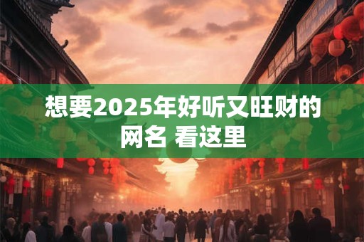 想要2025年好听又旺财的网名 看这里