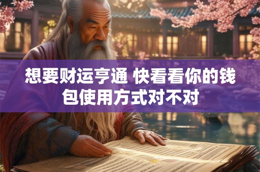 想要财运亨通 快看看你的钱包使用方式对不对