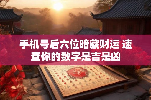 手机号后六位暗藏财运 速查你的数字是吉是凶