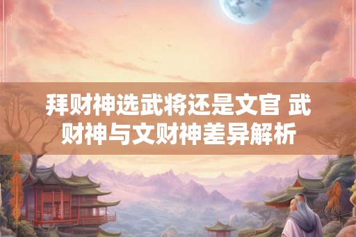 拜财神选武将还是文官 武财神与文财神差异解析