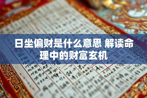 日坐偏财是什么意思 解读命理中的财富玄机
