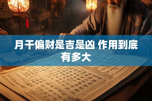 月干偏财是吉是凶 作用到底有多大