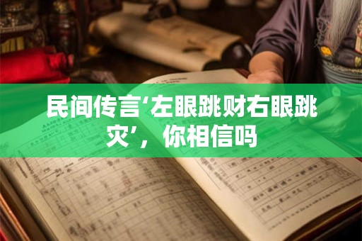 民间传言‘左眼跳财右眼跳灾’，你相信吗