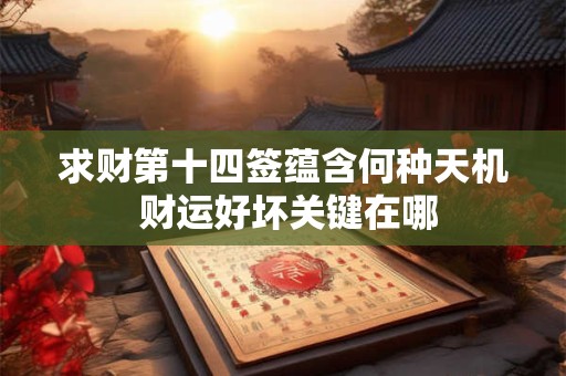 求财第十四签蕴含何种天机 财运好坏关键在哪