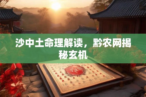 沙中土命理解读，黔农网揭秘玄机