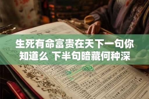 详细阅读:生死有命富贵在天后接哪一句 揭秘论语名句完整版 生死有命富贵在天后接哪一句 揭秘论语名句完整版