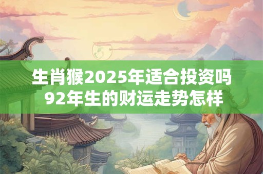 生肖猴2025年适合投资吗 92年生的财运走势怎样