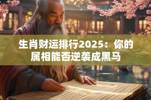 生肖财运排行2025：你的属相能否逆袭成黑马