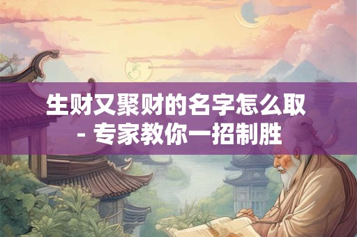 生财又聚财的名字怎么取 - 专家教你一招制胜