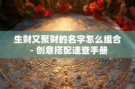 生财又聚财的名字怎么组合 - 创意搭配速查手册
