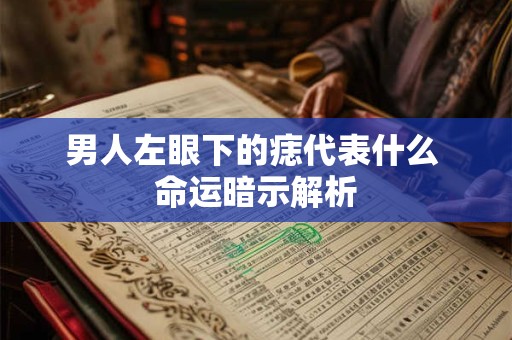 男人左眼下的痣代表什么 命运暗示解析