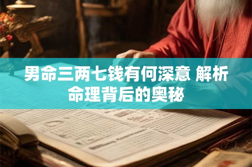 男命三两七钱有何深意 解析命理背后的奥秘