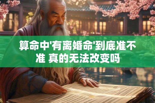 详细阅读:算命中'有离婚命'到底准不准 真的无法改变吗 算命中'有离婚命'到底准不准 真的无法改变吗
