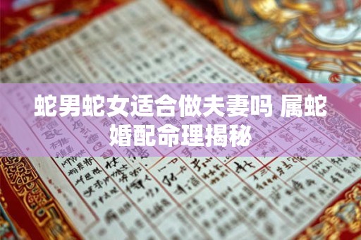 蛇男蛇女适合做夫妻吗 属蛇婚配命理揭秘