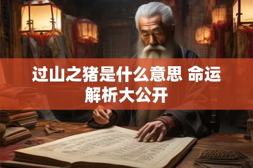 详细阅读:过山之猪是什么意思 命运解析大公开 过山之猪是什么意思 命运解析大公开