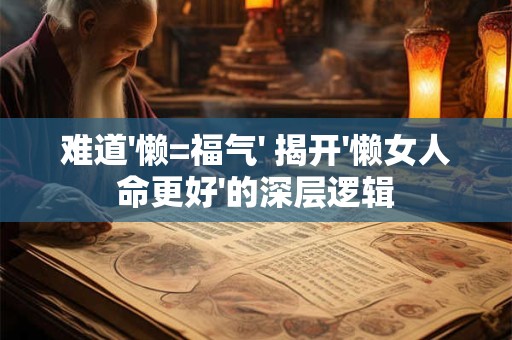 难道'懒=福气' 揭开'懒女人命更好'的深层逻辑