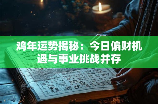 鸡年运势揭秘：今日偏财机遇与事业挑战并存