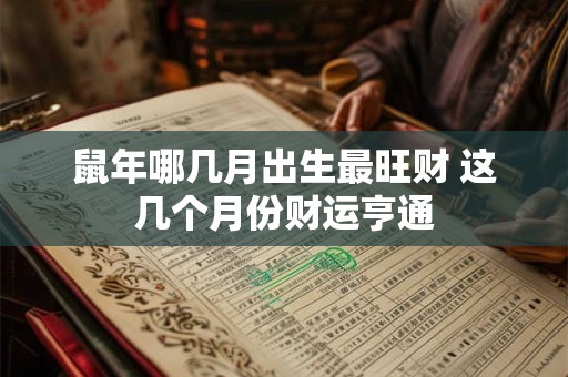 鼠年哪几月出生最旺财 这几个月份财运亨通