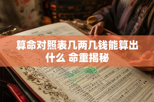 算命对照表几两几钱能算出什么 命重揭秘