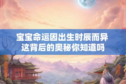 宝宝命运因出生时辰而异 这背后的奥秘你知道吗