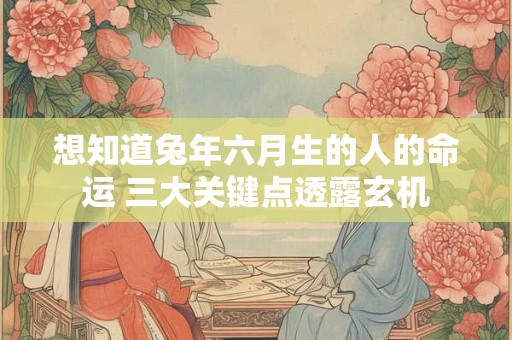 想知道兔年六月生的人的命运 三大关键点透露玄机