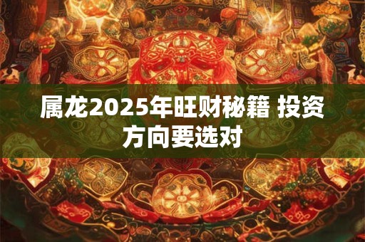 属龙2025年旺财秘籍 投资方向要选对