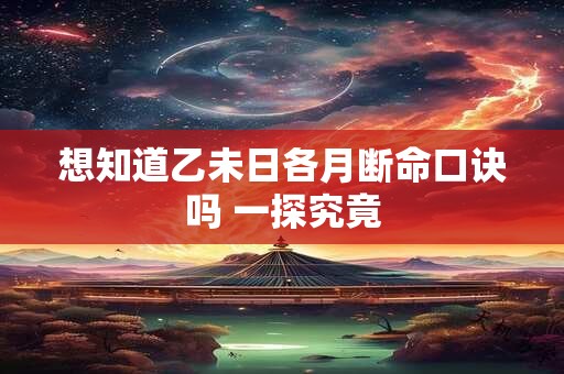 想知道乙未日各月断命口诀吗 一探究竟
