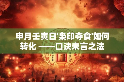 申月壬寅日'枭印夺食'如何转化 ——口诀未言之法