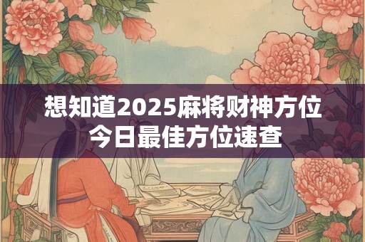 想知道2025麻将财神方位 今日最佳方位速查