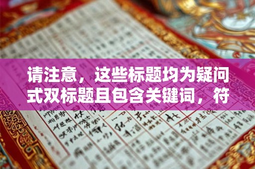 请注意，这些标题均为疑问式双标题且包含关键词，符合您的要求。