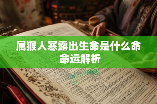 属猴人寒露出生命是什么命 命运解析