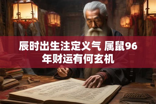 辰时出生注定义气 属鼠96年财运有何玄机