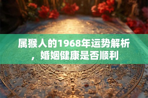 属猴人的1968年运势解析，婚姻健康是否顺利