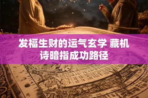 发福生财的运气玄学 藏机诗暗指成功路径