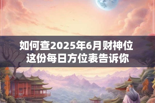 如何查2025年6月财神位 这份每日方位表告诉你