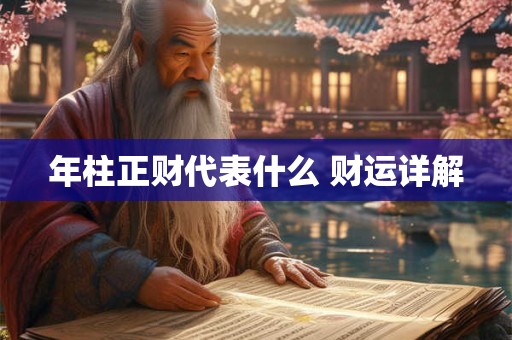 年柱正财代表什么 财运详解