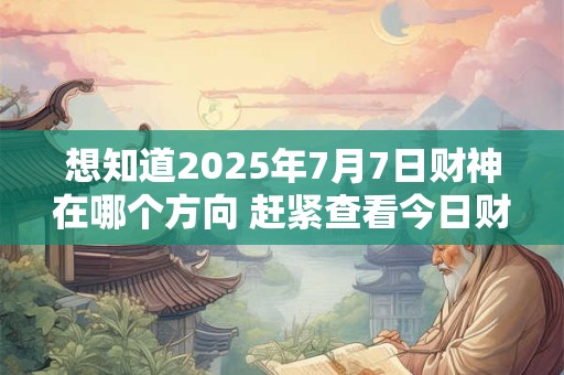 想知道2025年7月7日财神在哪个方向 赶紧查看今日财运指南