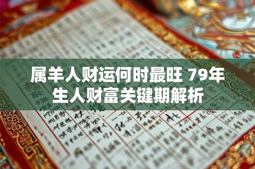 属羊人财运何时最旺 79年生人财富关键期解析