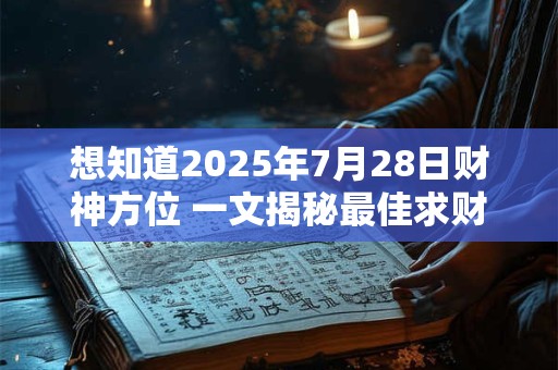 想知道2025年7月28日财神方位 一文揭秘最佳求财方向